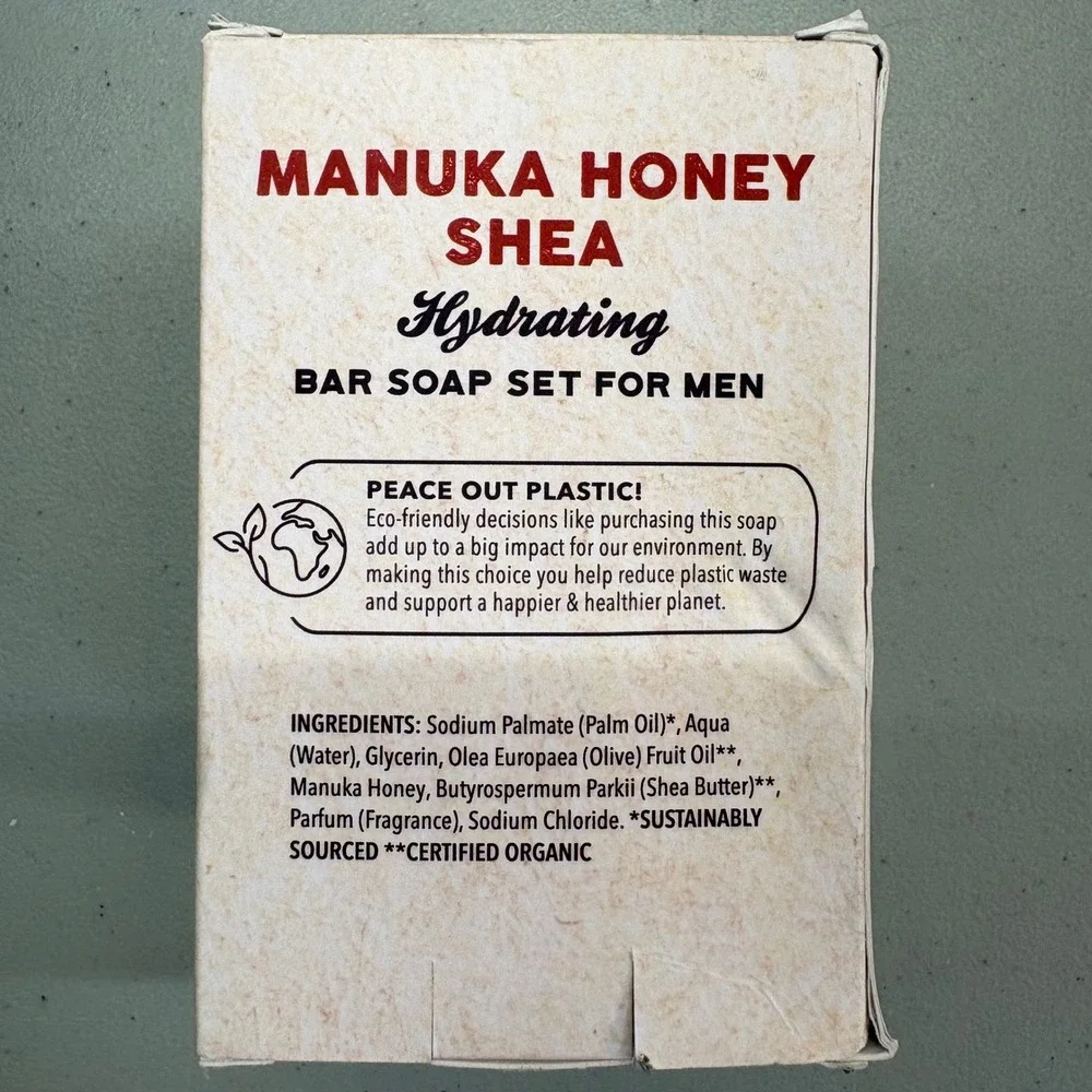 OC MEN Bar Soap Set Men TWO 3-Packs Manuka Honey Shea Hydrating Natural USA Eco